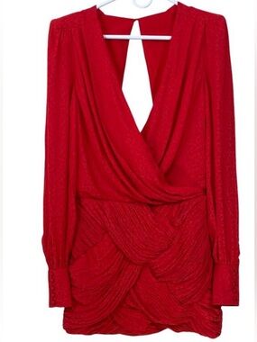 Free People Let's Dance Red Mini Leopard Print Ruched Open Back Dress Size 4